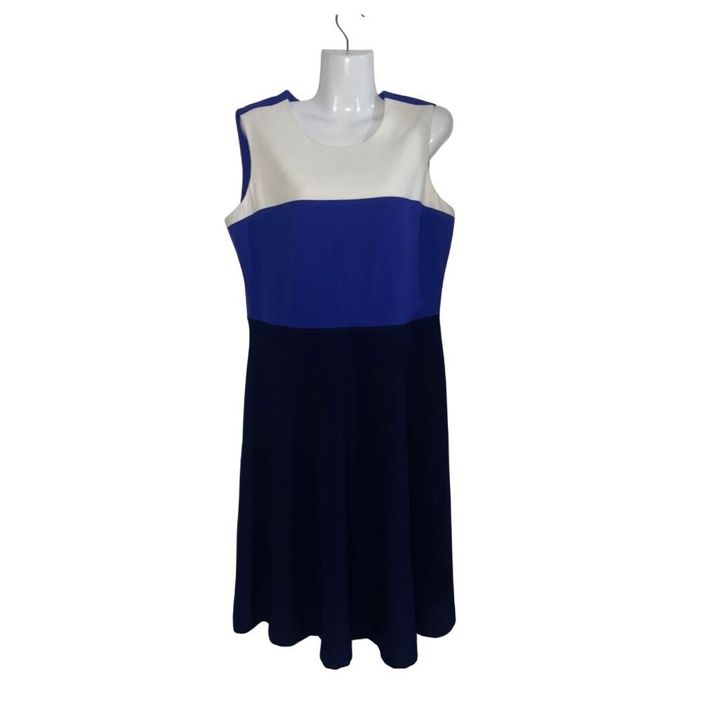 Talbots Color-block Tri-color A-Line Sleeveless Dress Size 12 Career Classic